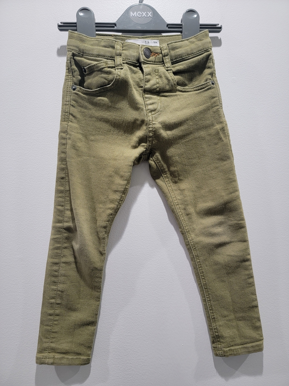 Zara Kids Olive Green Skinny Jeans Sz 3-4Y